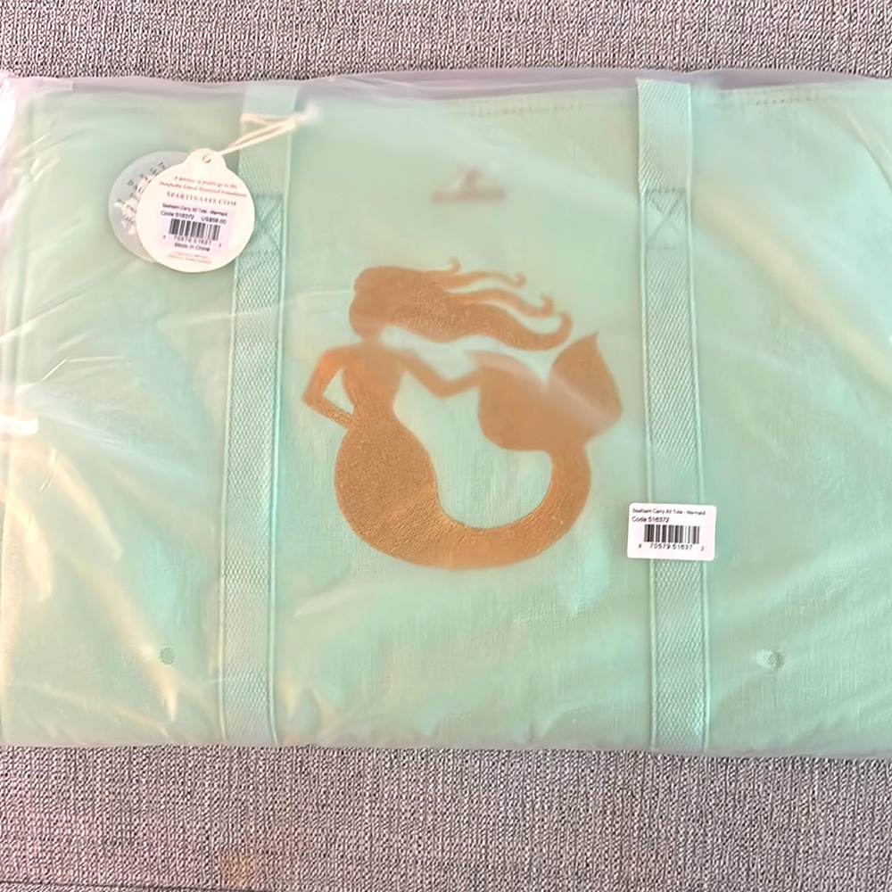 Spartina 449 Seafoam Tote with Gold Accents